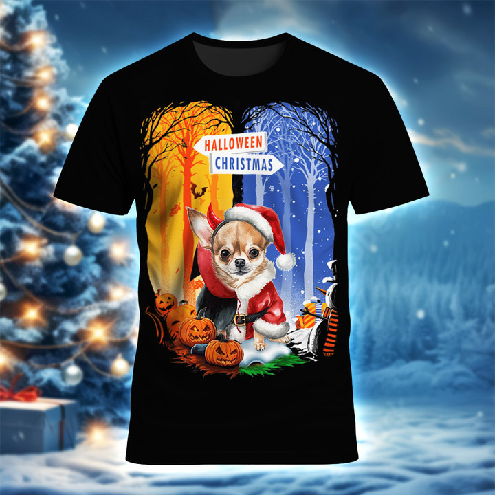Chihuahua Halloween Christmas Shirt Funny Christmas T-Shirts Presents For Dog Lovers