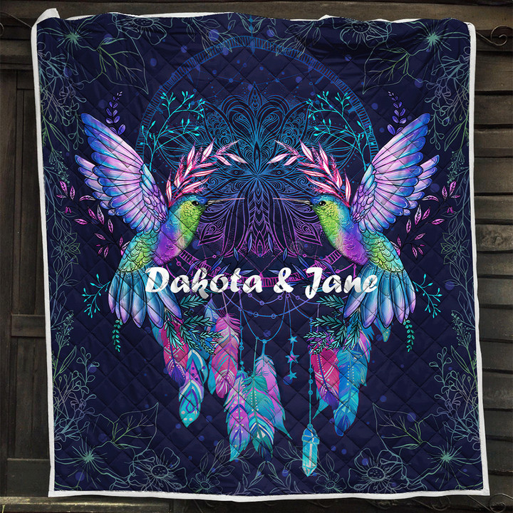 Custom Hummingbird Dreamcatcher Native American Quilt Bedding Set Merchandise