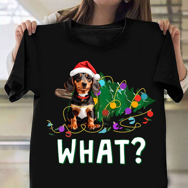 Dachshund Puppy Pine Tree Christmas Shirt Cute Holiday Gifts For Wiener Dog Lovers