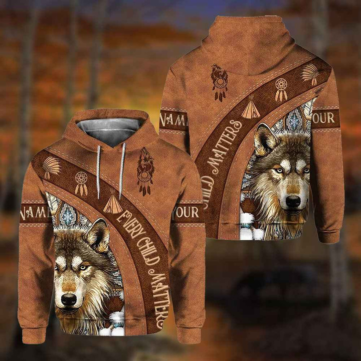 Personalized Every Child Matters Hoodie Native Wolf Orange Shirt Day Movement For Children's
