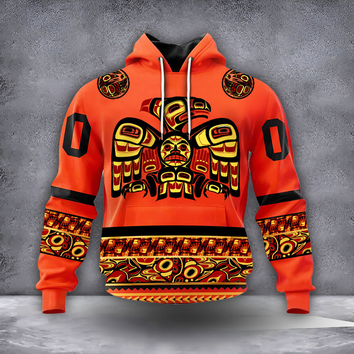 Haida Raven Pattern Design Hoodie Native American Northwest Coast Style Spirit Clothing