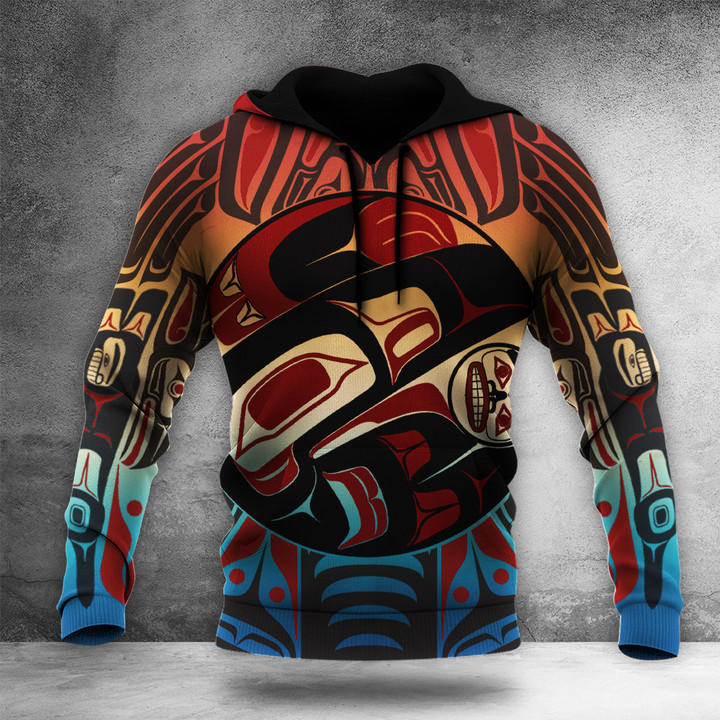Haida Art Symbolism Hoodie 3D Print Northwest Coast Haida Design Clothing Merch