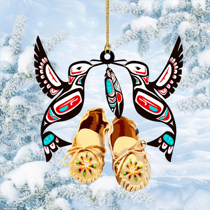 Every Child Matters Ornament Haida Hummingbird Feather And Shoes Ornament For Christmas Tree