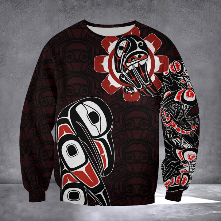 Raven Symbolism Northwest Coast Sweatshirt Northwest Coast Haida Art Design Clothing