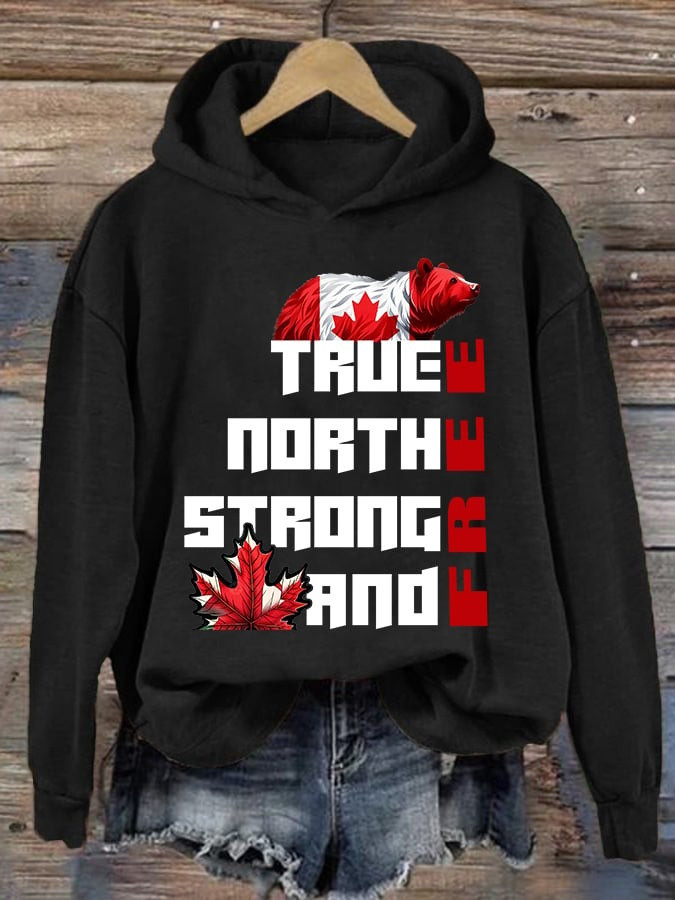 Canada Bear True North Strong And Free Hoodie Canadian Hoodie Gifts