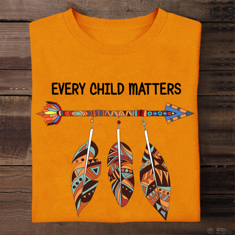 Every Child Matters Orange Day Shirt Native Feather Pattern Every Chil ...