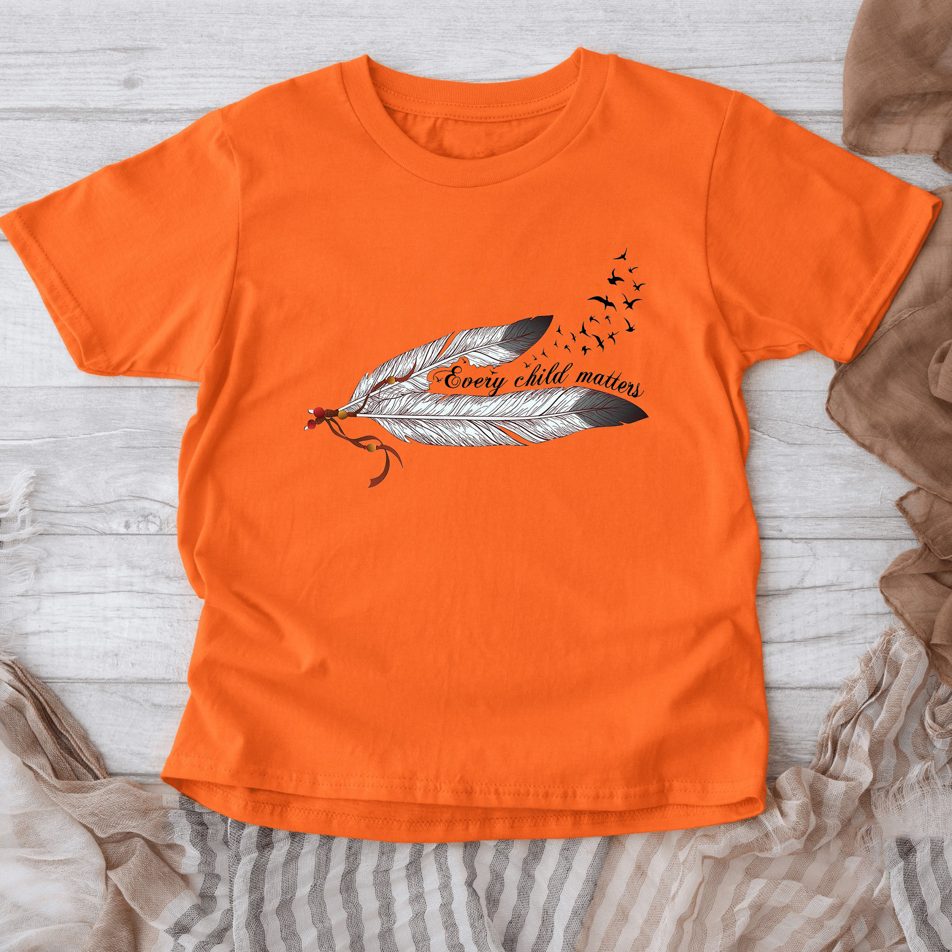 Every Child Matters Hoodie Feather Design Orange Shirt Day Canada Awar ...