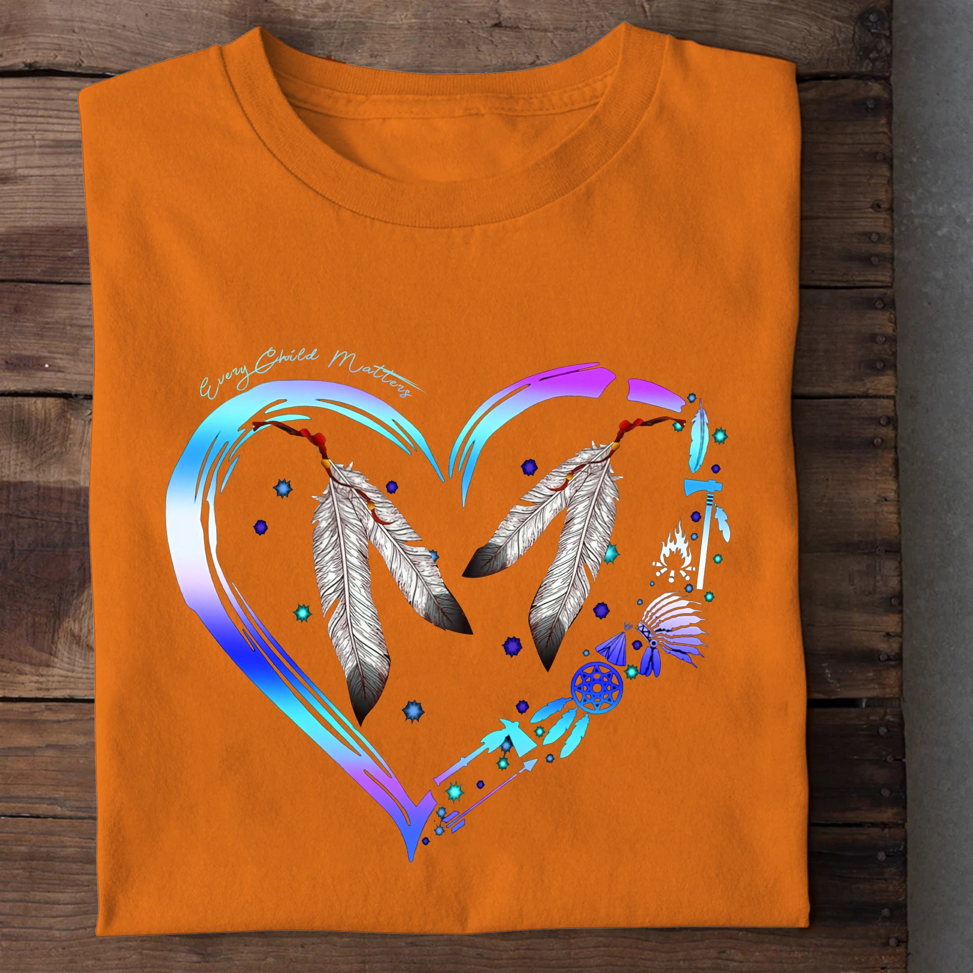 Every Child Matters Shirt Feathers Heart Orange Shirt Day Awareness Go ...