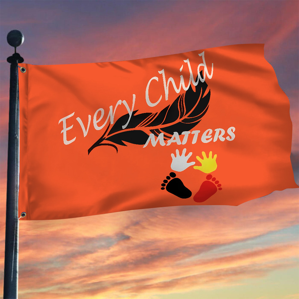 Feather Every Child Matters Flag Orange Day Awareness Canada Merch ...