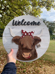Cow Round Wooden Sign