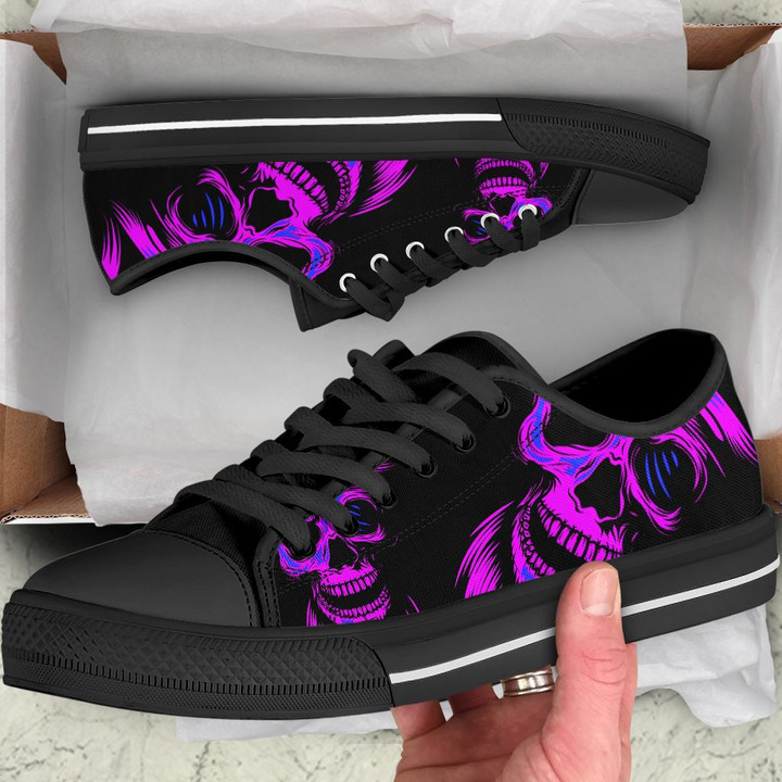 Skull Black Low Top Shoes