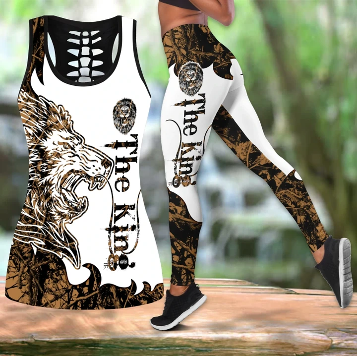 Lion Leggings And Hollow Tank Top