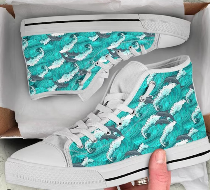 Dolphins White High Top Shoes
