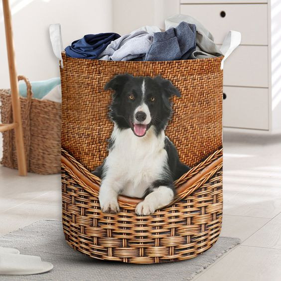 Border collie Laundry Basket