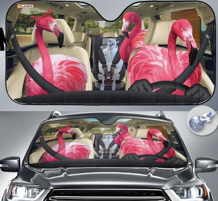 Flamingo Car Sun Shade 01