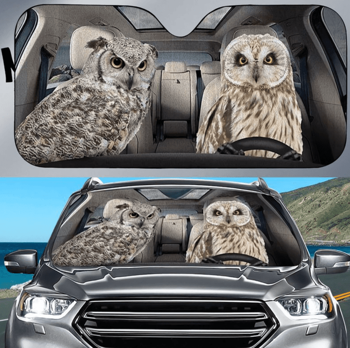 Owls Car Sun Shade 01