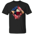 Texas Heartbeat Inside American Flag T-Shirt Texas Pride Apparel Fourth Of July Shirt