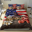 Three Sloths Witches USA Flag Halloween Bedding Set Halloween Duvet Cover Bed Sheet