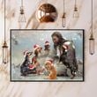 Jesus And Dachshund Christmas Poster Dog Lover Christian Christmas Wall Decorations Indoor