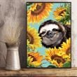 Sloth Sunflower Painting Poster Print Wall Art Poster Room Living Room Decorative Gifts
