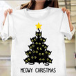 Cat Christmas Tree Shirt Cute Black Kitten Merry Christmas T-Shirt Cute Gifts For Cat Lovers