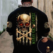 Thin Green Line Zero Fucks Given Bones Skull American Flag Shirt Veterans Day Gift Ideas