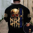 Thin Blue Line Zero Fucks Given Bones Skull American Flag Shirt Law Enforcement Gift Ideas