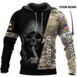 Personalized US Army Camo Hoodie Skull Clothing