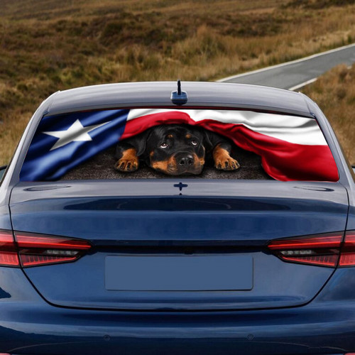Rottweiler Texas Flag Rear Window Decal Texan Rottweiler Merch Gifts For Dog Owners