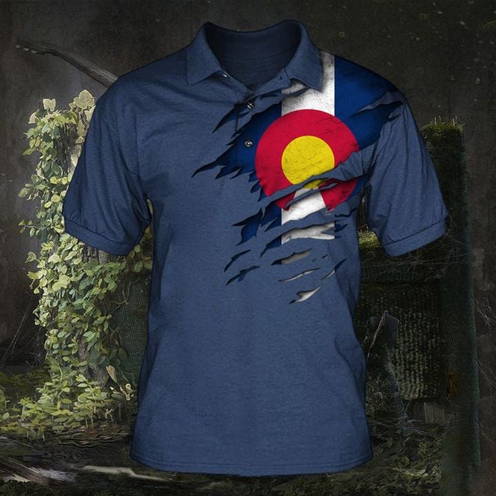 Colorado Polo Shirt Patriotic Flag State Of Colorado Clothing Golf Shirt Mens Gift Ideas