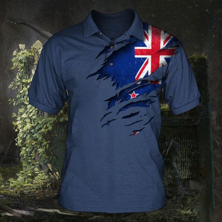 New Zealand Flag Polo Shirt Patriotic New Zealand Men's Golf Shirt Clothing