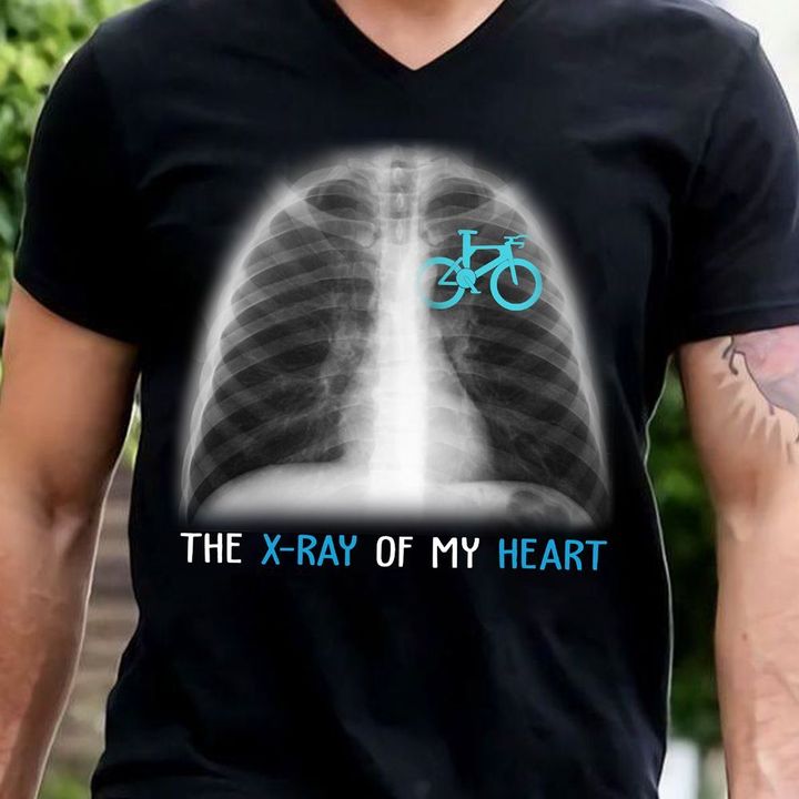 Bike The X-Ray Of My Heart Shirt Unique Graphic Tee Gifts For Bike Lovers