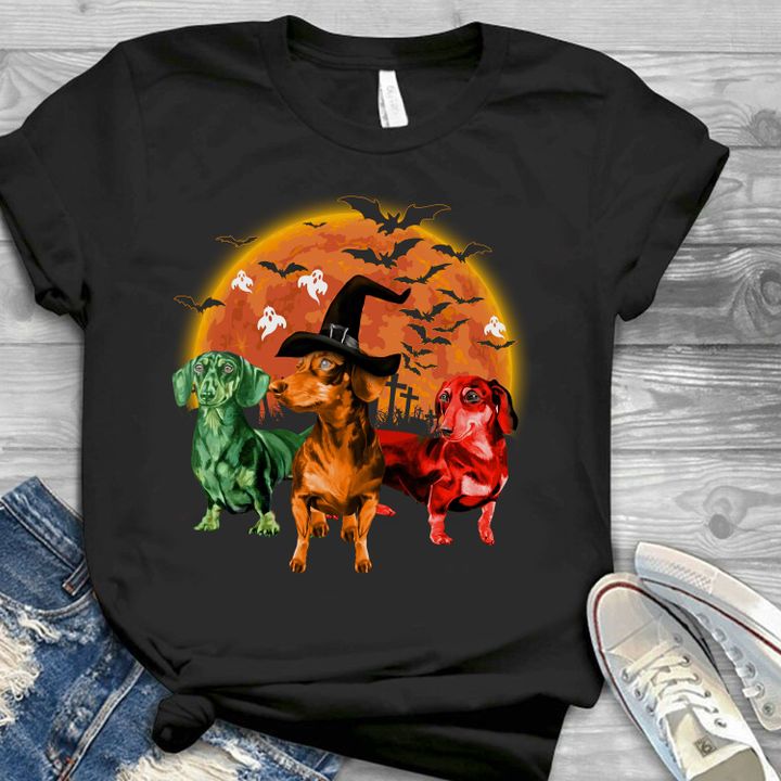 Dachshund Halloween T-Shirt Halloween Witch Shirt Cute Halloween Gifts