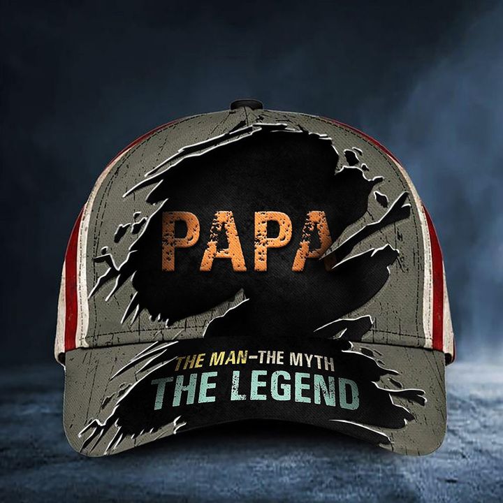 Papa The Man The Myth The Legend Hat American Flag Cap For Dad Father Husband Grandfather