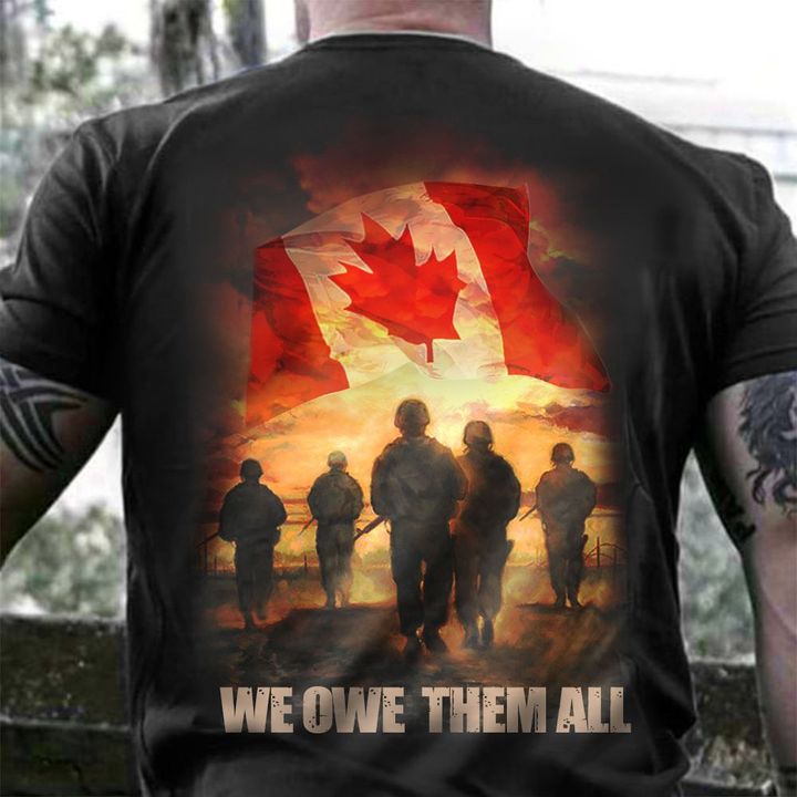 We Owe Them Soldiers Canadian Flag Shirt Mens Honoring Remembrance Day 2021 Veteran Gifts