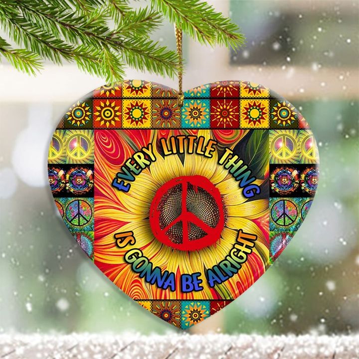 Every Little Thing Is Gonna Be Alright Ornament Peace Symbol Bohemian Ornament Christmas Decor