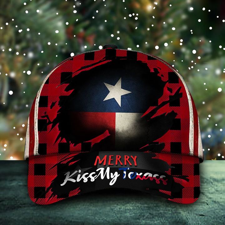 Plaid Buffalo Merry Kiss My Texass Hat Texas Cap Proud Texan Merch Good Christmas Gifts 2021