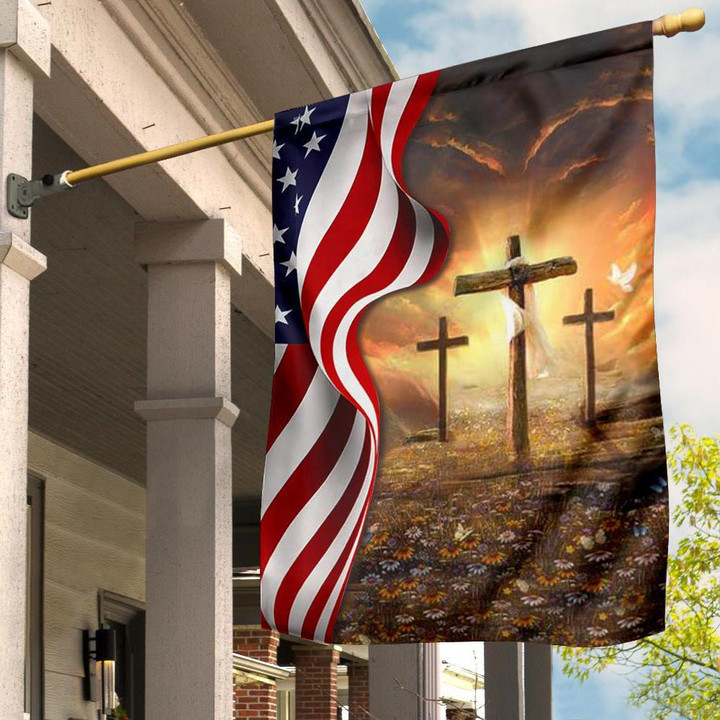 Christian Cross American Flag 4th Of July Patriotic Flag Outdoor Garden Decor