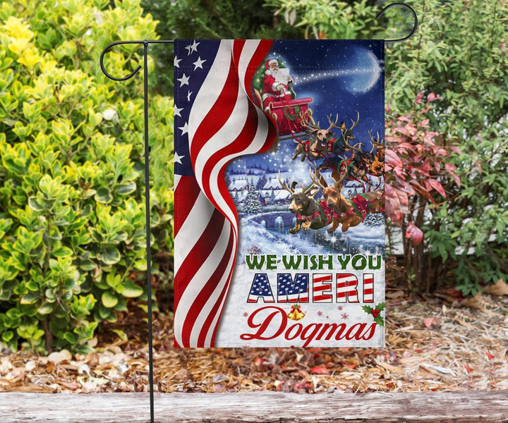 Dachshund Reindeer We Wish You A Ameri Dogmas American Flag Outdoor Xmas Decorations
