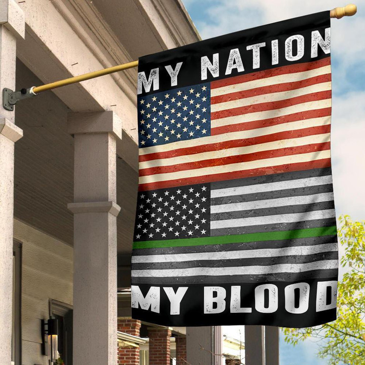 American And Thin Green Line My Nation My Blood Flag Patriot Garden Flags Military Room Decor