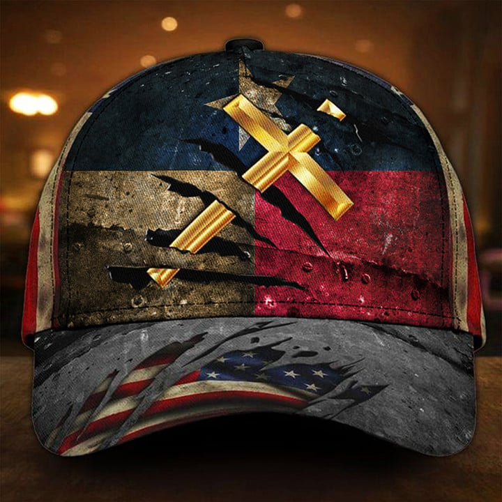 Cross Christian Texas Flag Hat Retro Vintage Pride Texas Patriotic Hats Presents For Dad