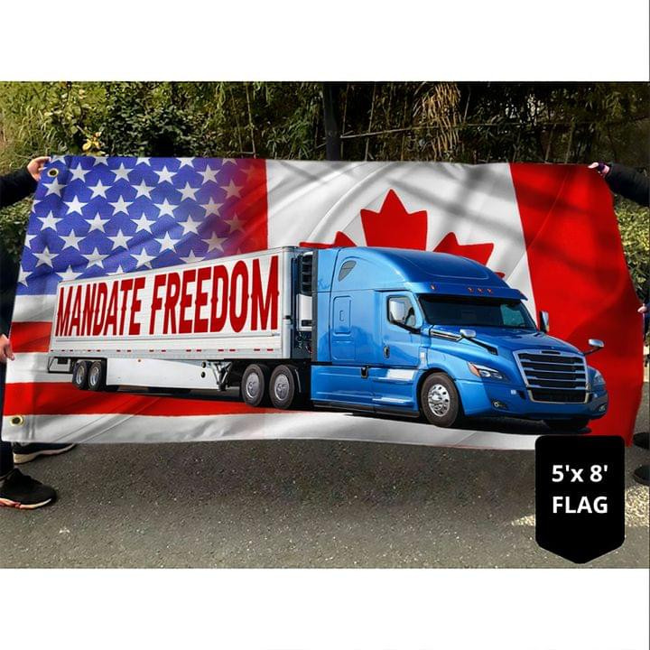 Trucker Mandate Freedom Convoy Flag Banner USA American Freedom Convoy 2022 Merch