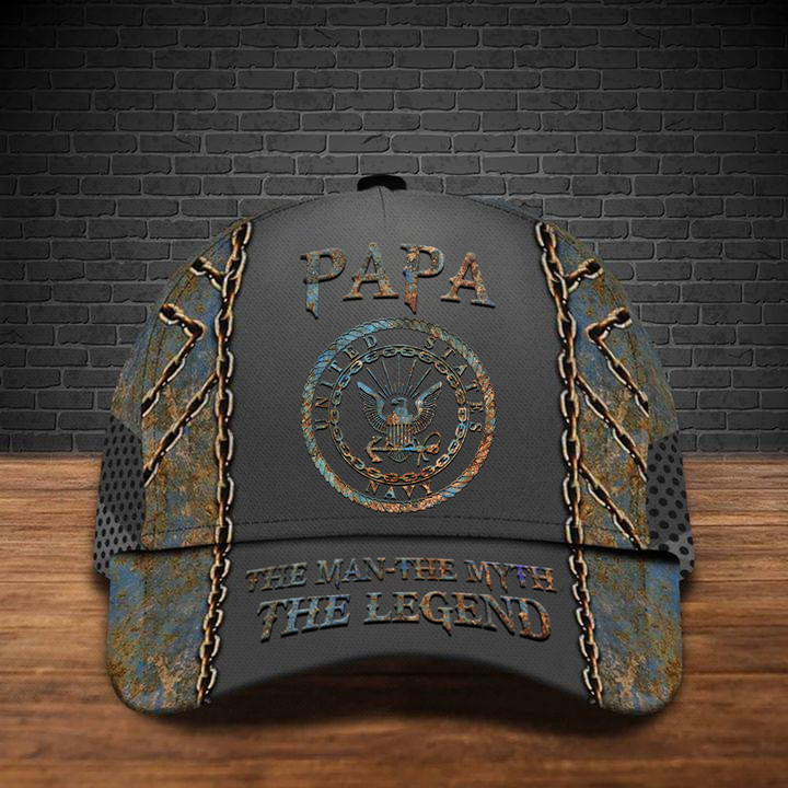 US Navy Logo Papa The Man The Myth The Legend Hat Honor Military Men Hats Navy Gifts For Dad