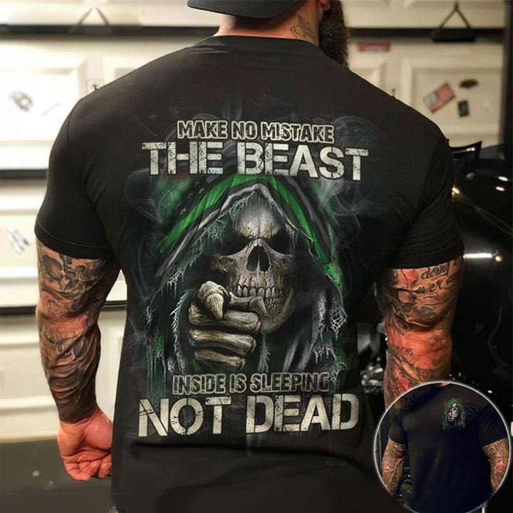 Thin Green Line Skull Make No Mistake The Beast Inside Is Sleeping Shirt Veterans Day Gift