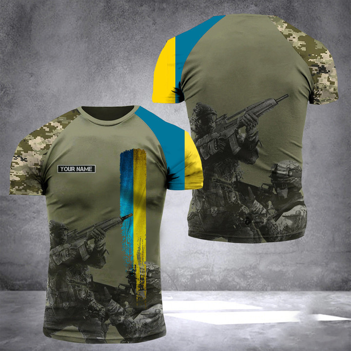 Personalized Soldier Ukraine Camo T-Shirt Mens Support Stand With Ukraine Shirt Gifts