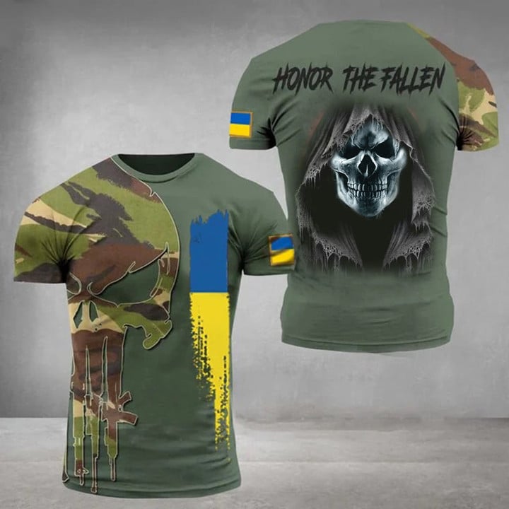Stand With Ukraine Camo Shirt Skull Honor The Fallen