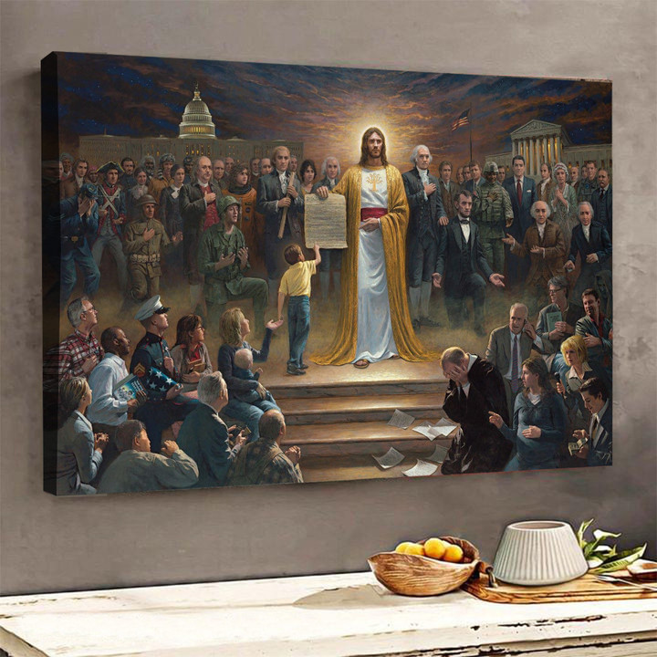 American Constitution One Nation Under God Canvas Christian Wall Art For Living Room