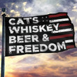 Cats Whiskey Beer - Freedom Flag Funny Drinker Alcohol Lovers Flag Decor Cat Owner Gift