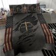 Cross Forgiven American Flag Bedding Set Vintage Old Retro Patriotic Christian Gift For Men