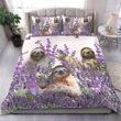 Sloths In Lavender Bedding Set Floral Sloth Bed Set Merchandise Gift For mom And Dad